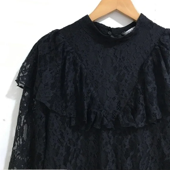 ZARA lace mini dress small black size s - Picture 11 of 13